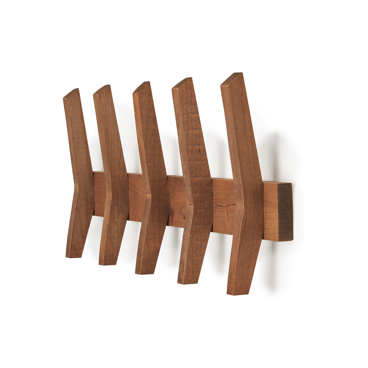 Furnishiaa Solid Wood Coat Rack with 5 Wooden Hooks