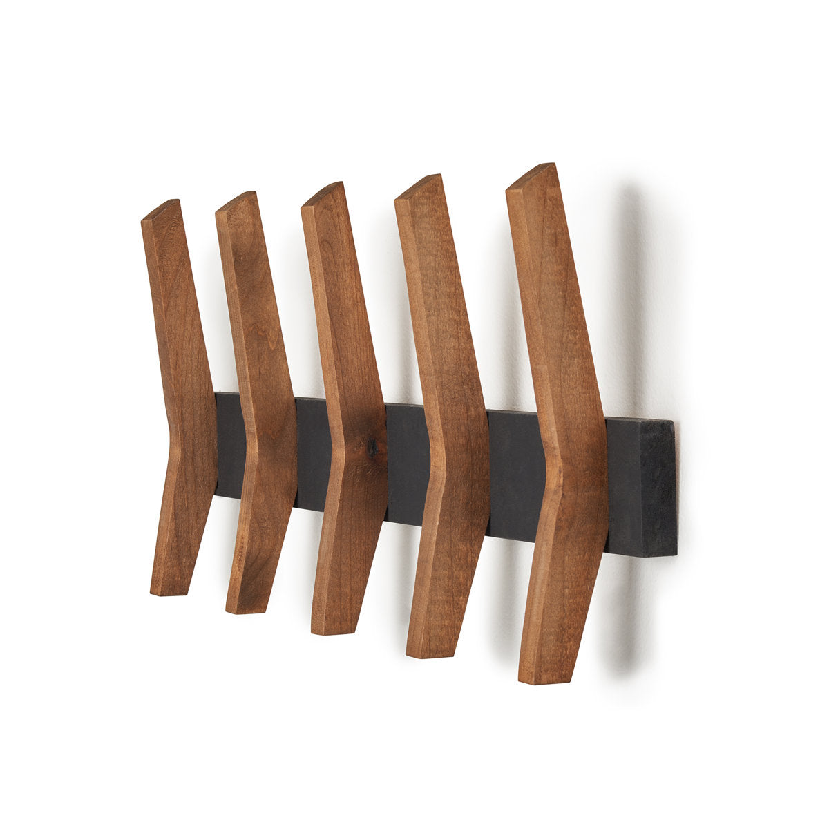 Furnishiaa Solid Wood Coat Rack with 5 Wooden Hooks