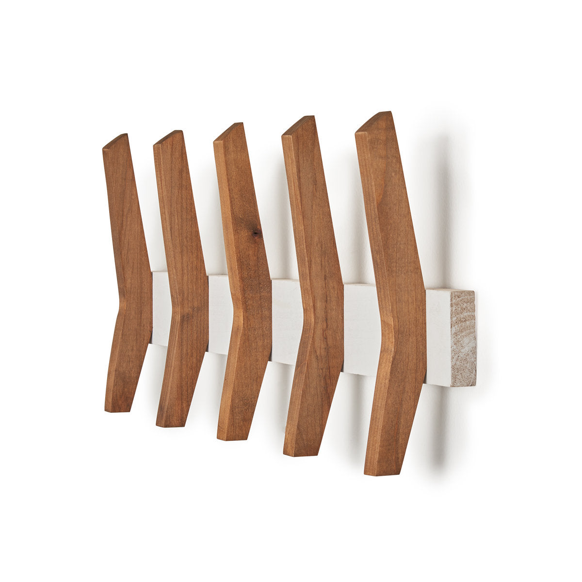 Furnishiaa Solid Wood Coat Rack with 5 Wooden Hooks