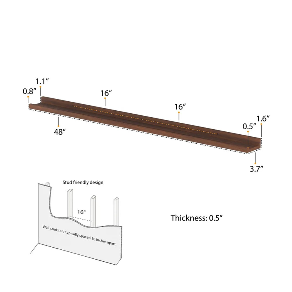 Solid Sheesham Wood 2 Piece Picture Ledge Wall Shelf (Set of 2) - Furnishiaa -  - 