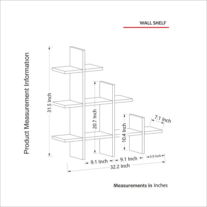 Solid Sheesham Wood 3-Tier Wall Shelf - Furnishiaa -  - 