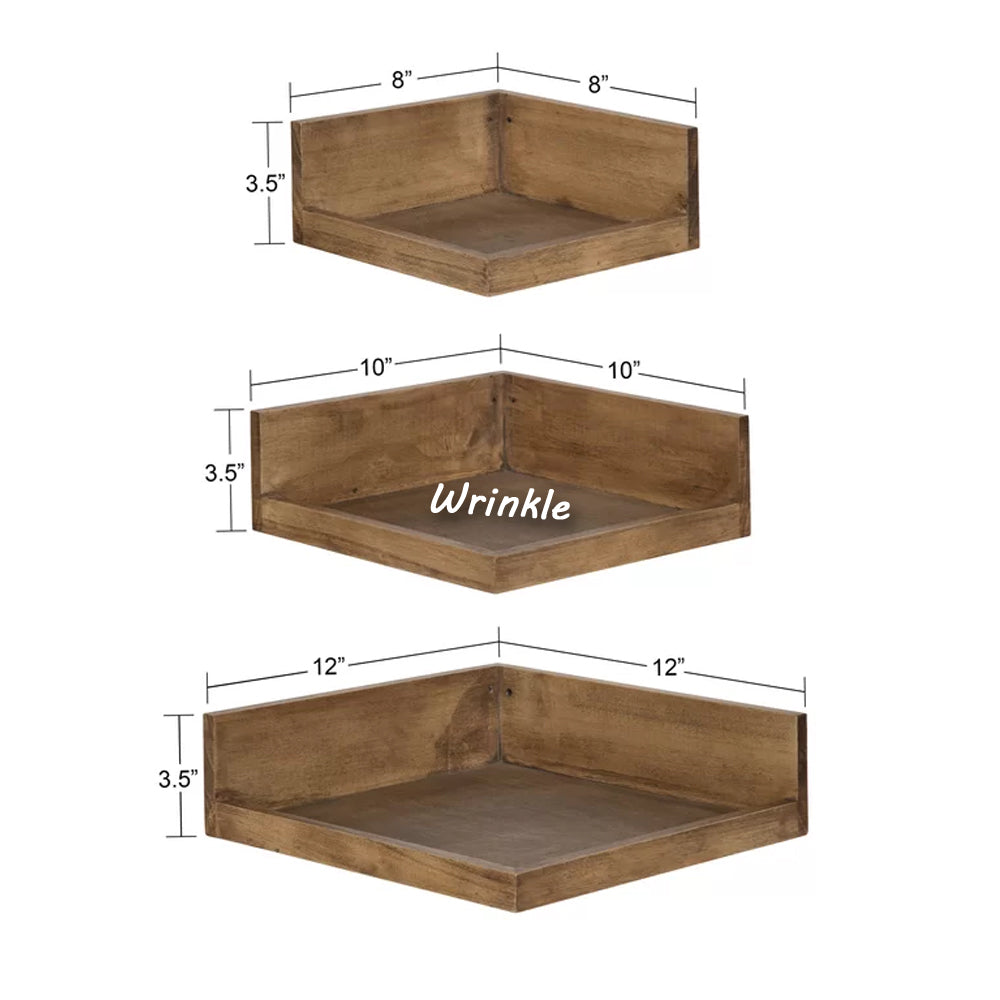 Solid Sheesham Wood 3 Piece Wall Shelf - Furnishiaa -  - 
