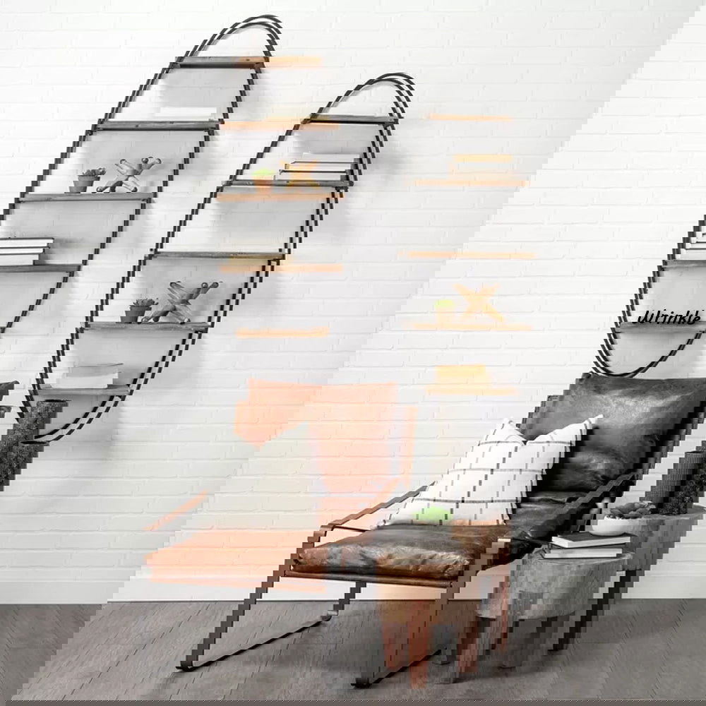 Solid Sheesham Wood And Metal Accent Wall Shelf - Furnishiaa -  - 