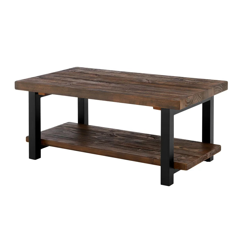 Solid Sheesham Wood And Metal Coffee Table For Home - Furnishiaa -  - 