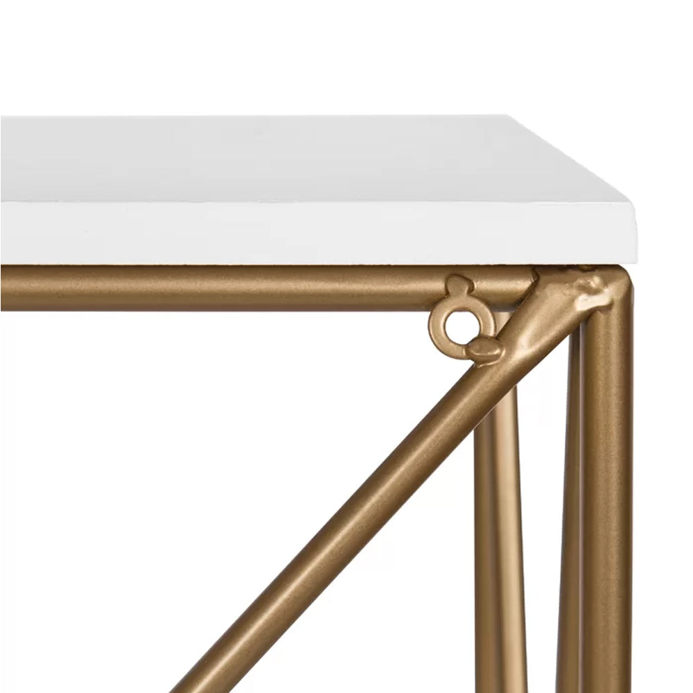 Solid Sheesham Wood And Metal Floating Shelf (Rose Gold) - Furnishiaa -  - 