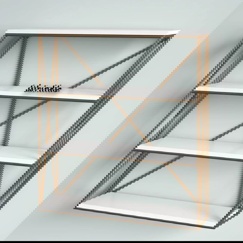 Solid Sheesham Wood And Metal Floating Shelf (Rose Gold) - Furnishiaa -  - 