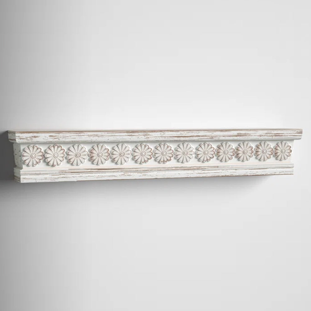 Solid Sheesham Wood Carving Wall Accent Shelf - Furnishiaa -  - 