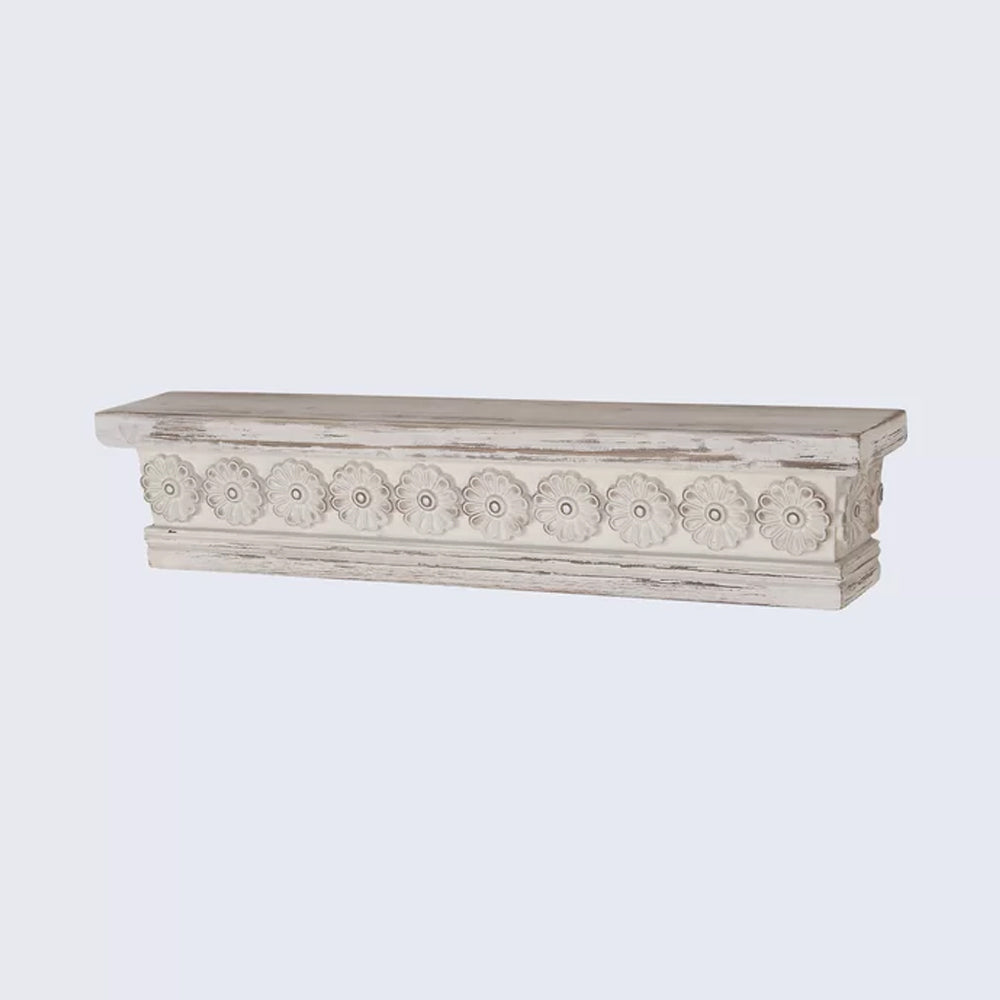 Solid Sheesham Wood Carving Wall Accent Shelf - Furnishiaa -  - 