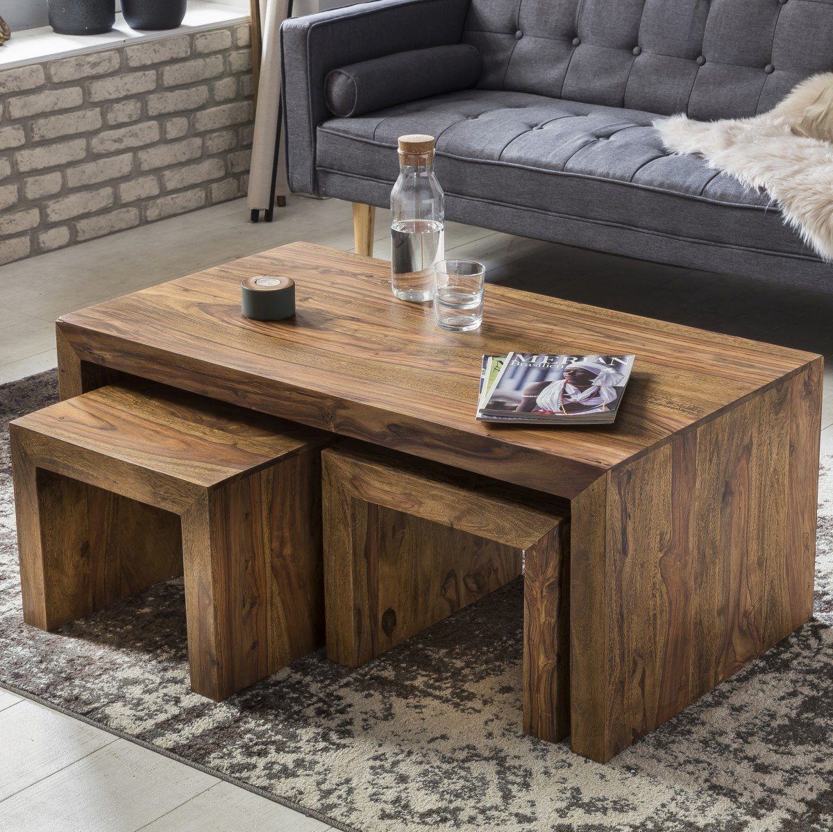Solid Sheesham Wood Center Coffee Table for Home - Furnishiaa -  - 
