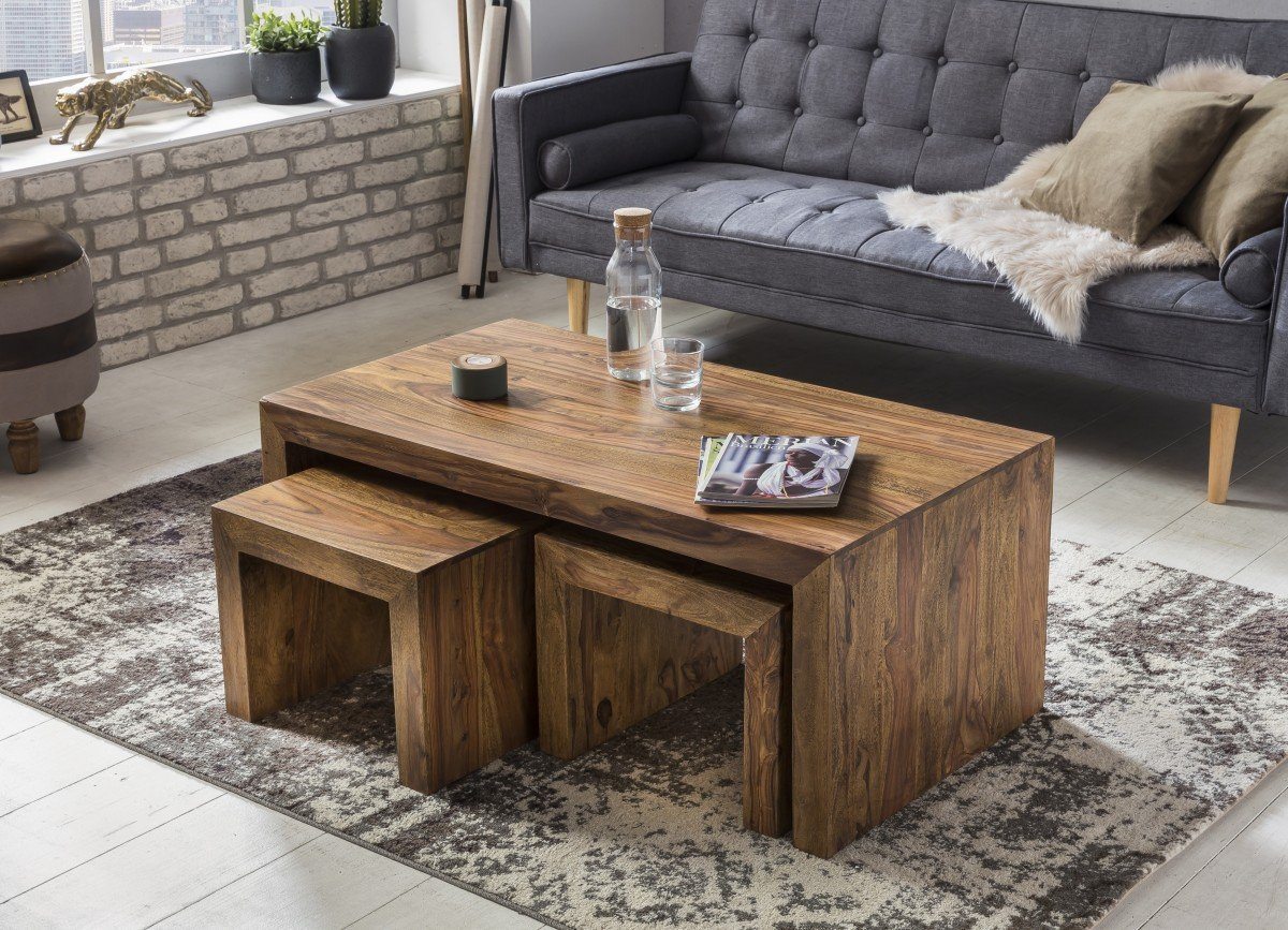 Solid Sheesham Wood Center Coffee Table for Home - Furnishiaa -  - 