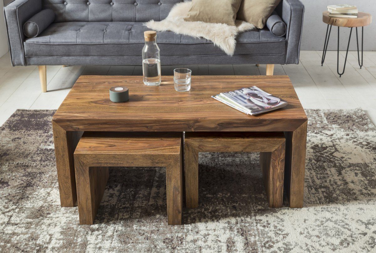Solid Sheesham Wood Center Coffee Table for Home - Furnishiaa -  - 