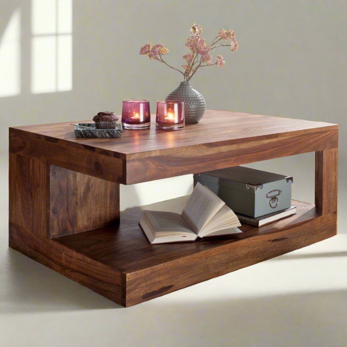 Solid Sheesham Wood Coffee Table for living room - Furnishiaa -  - 