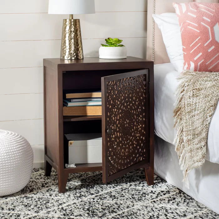 Solid Sheesham Wood Designer Bedside Table - Furnishiaa -  - 