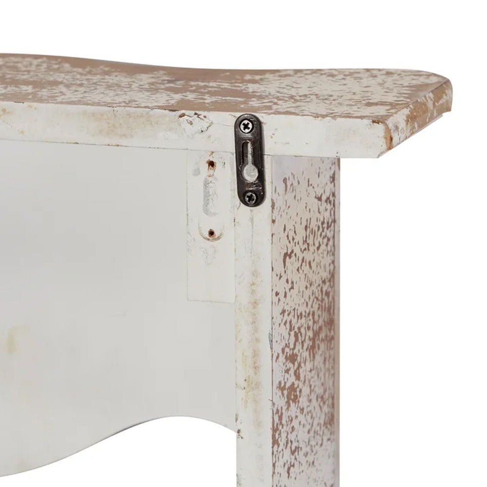 Solid Sheesham Wood Distressed Carving Accent Shelf - Furnishiaa -  - 