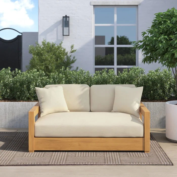 Solid Sheesham Wood Outdoor Loveseat with Cushions - Furnishiaa -  - 
