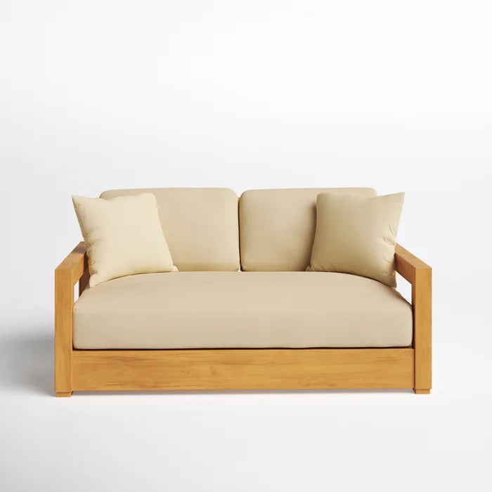 Solid Sheesham Wood Outdoor Loveseat with Cushions - Furnishiaa -  - 