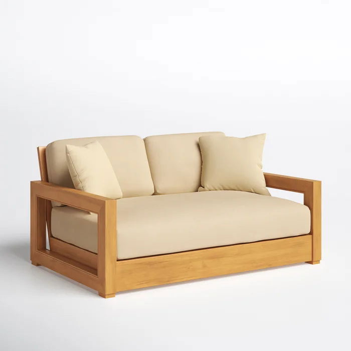 Solid Sheesham Wood Outdoor Loveseat with Cushions - Furnishiaa -  - 