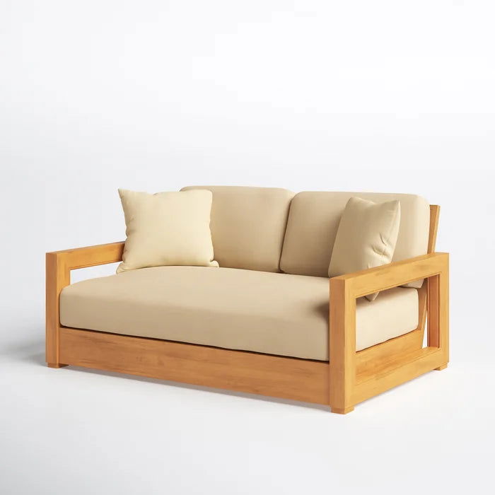 Solid Sheesham Wood Outdoor Loveseat with Cushions - Furnishiaa -  - 
