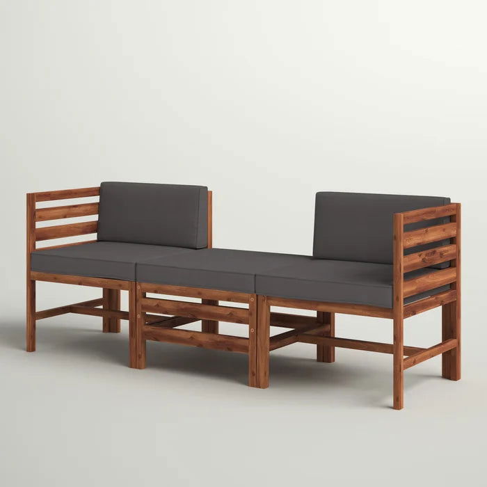 Solid Sheesham Wood Outdoor Patio Sofa with Cushions - Furnishiaa -  - 