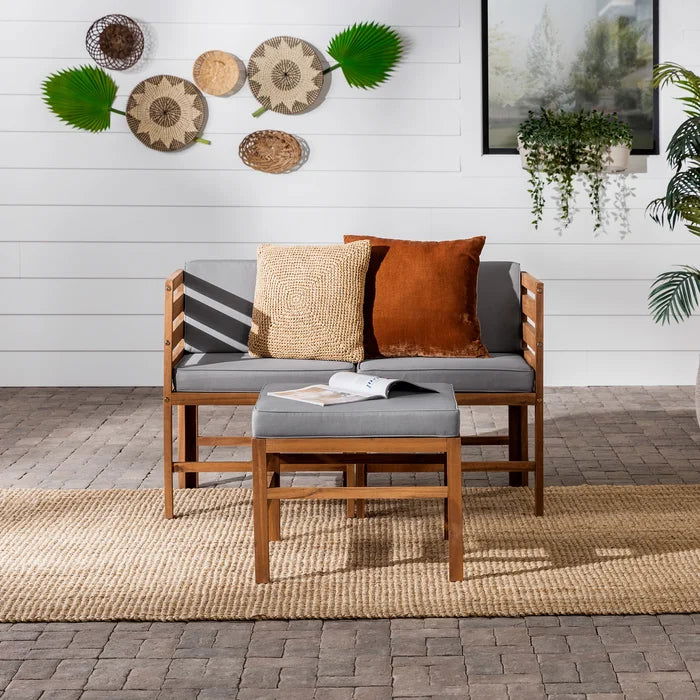 Solid Sheesham Wood Outdoor Patio Sofa with Cushions - Furnishiaa -  - 