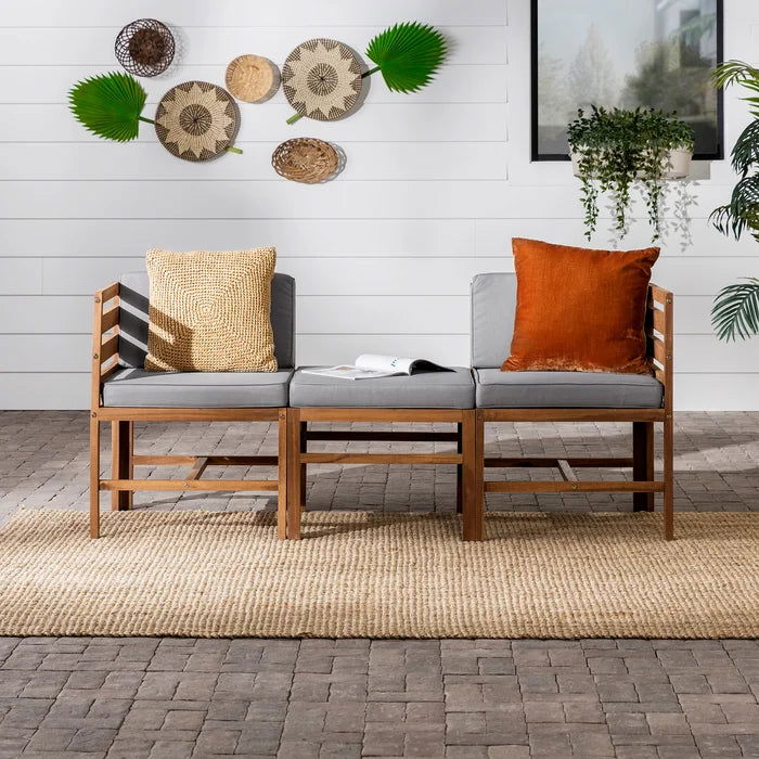 Solid Sheesham Wood Outdoor Patio Sofa with Cushions - Furnishiaa -  - 