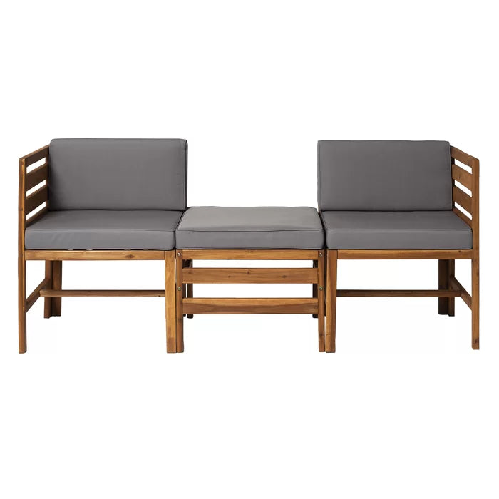 Solid Sheesham Wood Outdoor Patio Sofa with Cushions - Furnishiaa -  - 