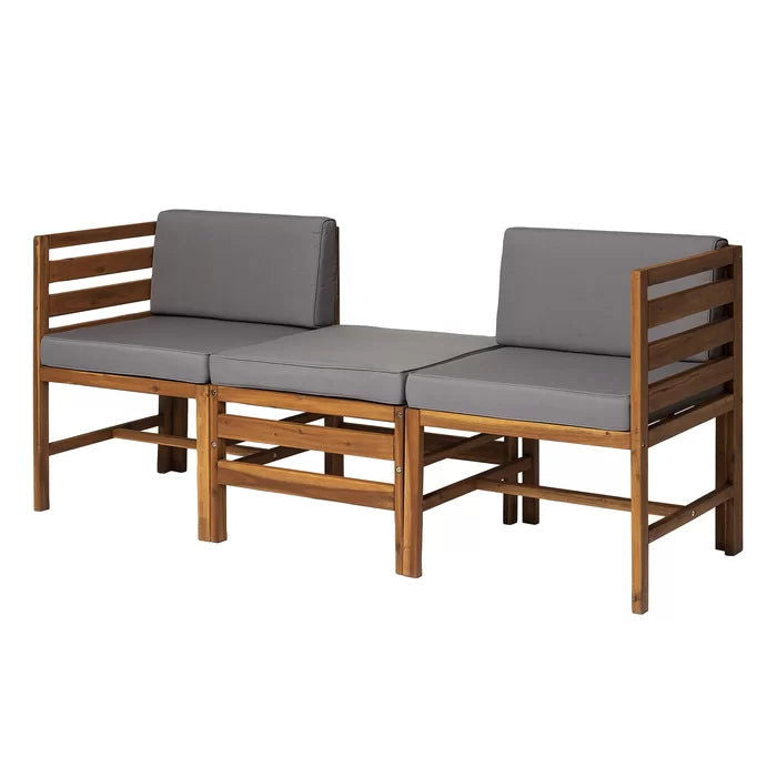 Solid Sheesham Wood Outdoor Patio Sofa with Cushions - Furnishiaa -  - 