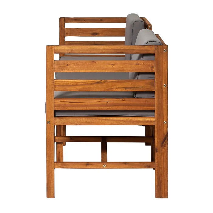 Solid Sheesham Wood Outdoor Patio Sofa with Cushions - Furnishiaa -  - 