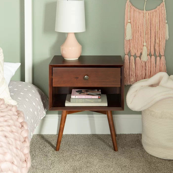 Solid Sheesham Wood Single Drawer Bedside Table - Furnishiaa -  - 