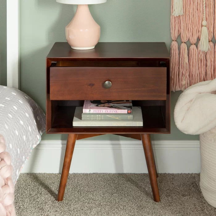 Solid Sheesham Wood Single Drawer Bedside Table - Furnishiaa -  - 