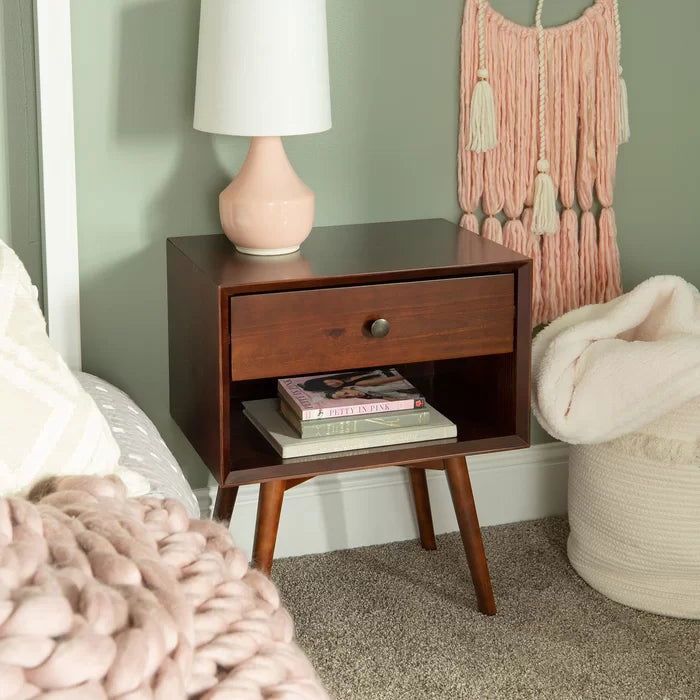 Solid Sheesham Wood Single Drawer Bedside Table - Furnishiaa -  - 