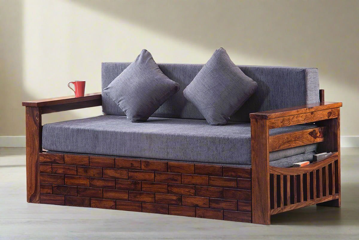Solid Sheesham Wood Sofa cum Bed - Furnishiaa -  - 