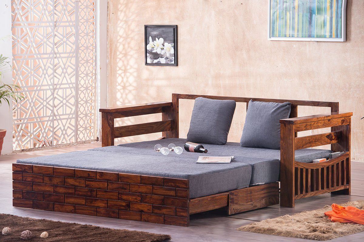 Solid Sheesham Wood Sofa cum Bed - Furnishiaa -  - 