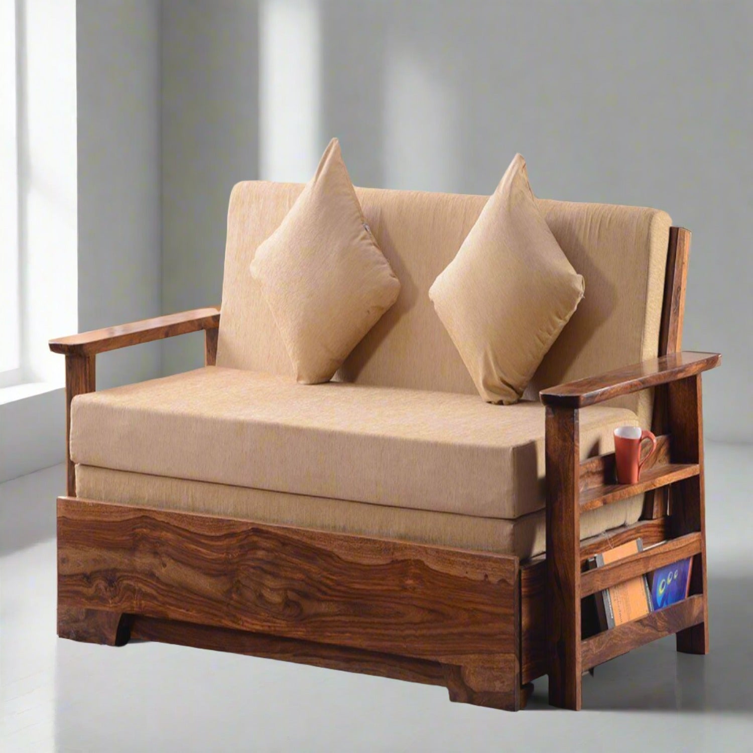 Solid Sheesham Wood Sofa cum Bed - Furnishiaa -  - 