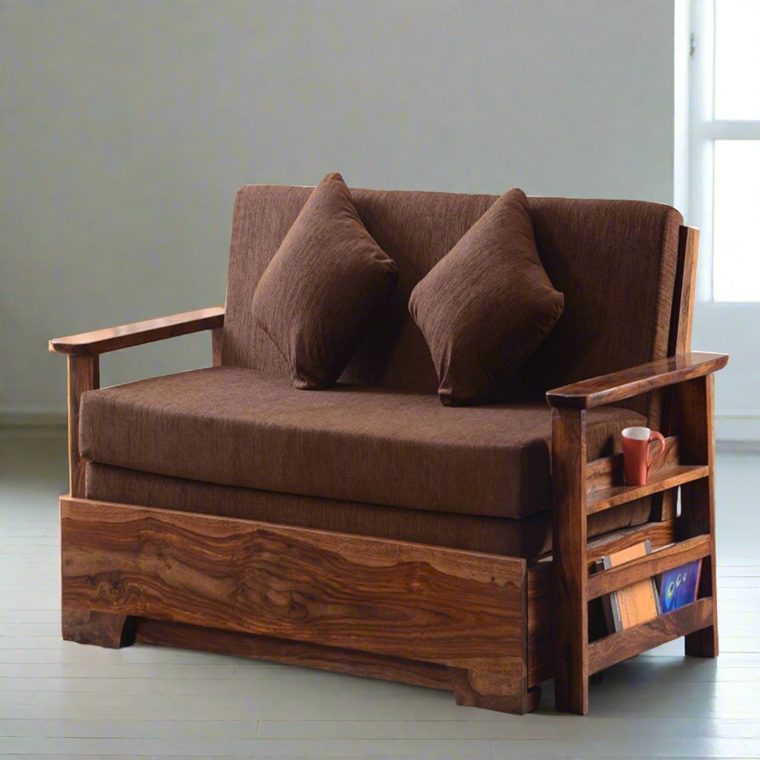 Solid Sheesham Wood Sofa cum Bed - Furnishiaa -  - 