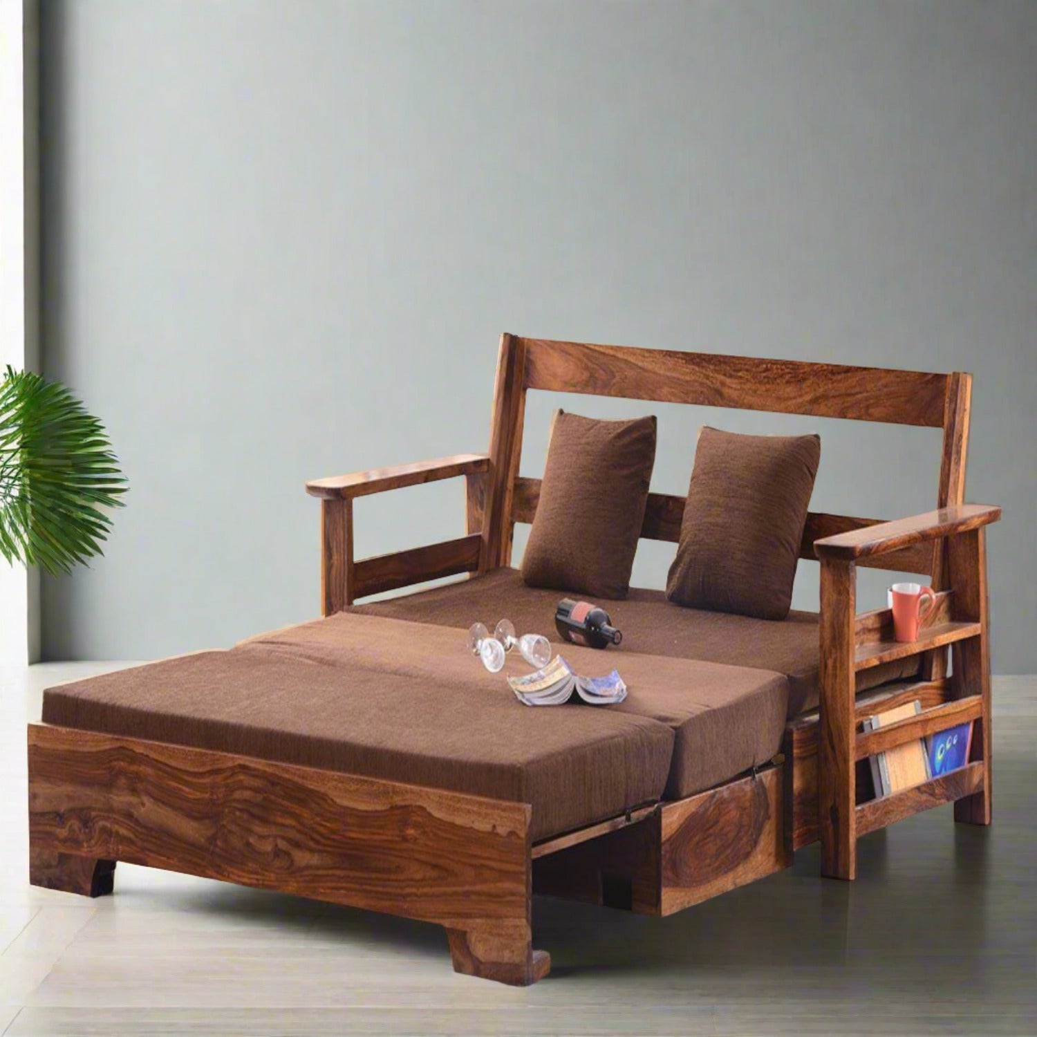 Solid Sheesham Wood Sofa cum Bed - Furnishiaa -  - 