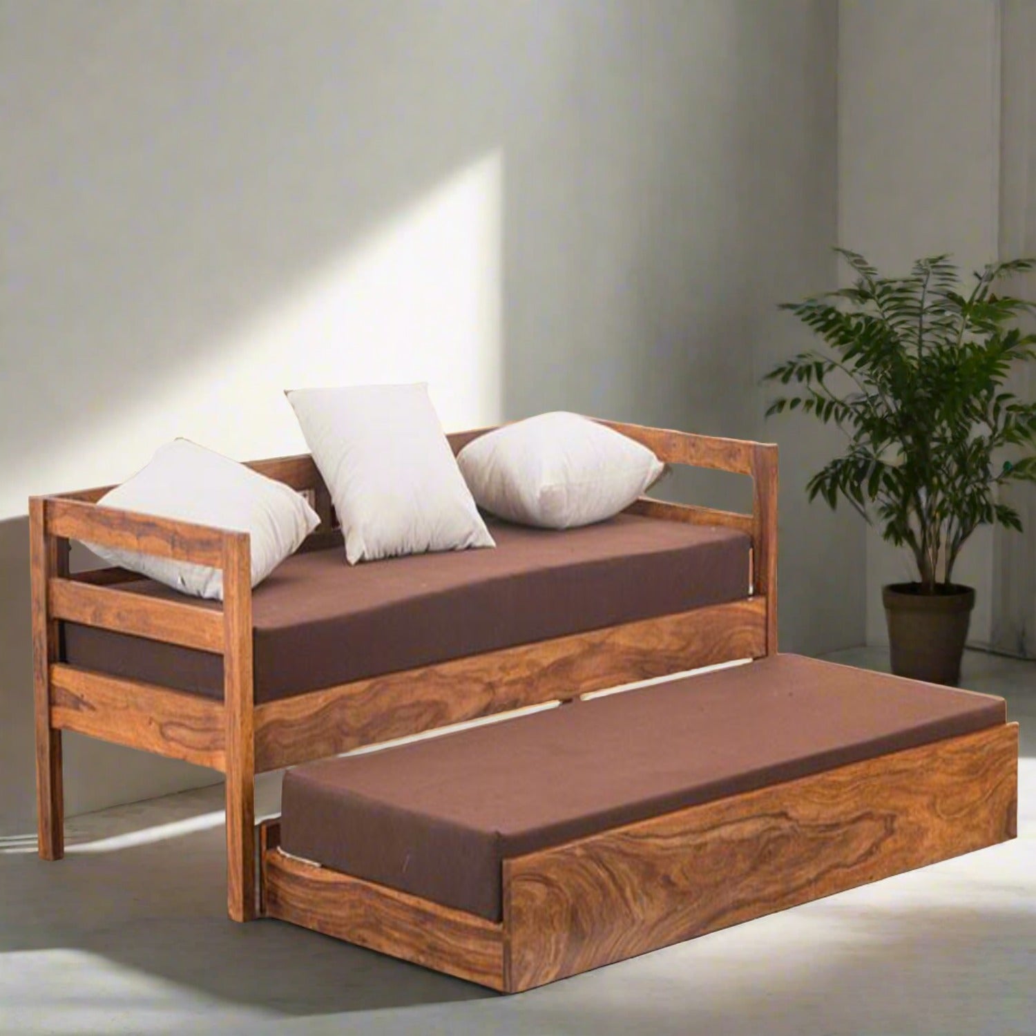 Solid Sheesham Wood Sofa cum Bed - Furnishiaa -  - 