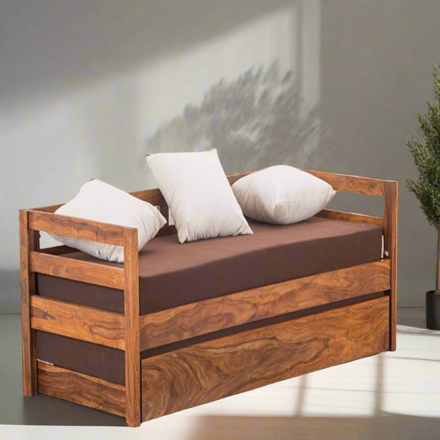 Solid Sheesham Wood Sofa cum Bed - Furnishiaa -  - 