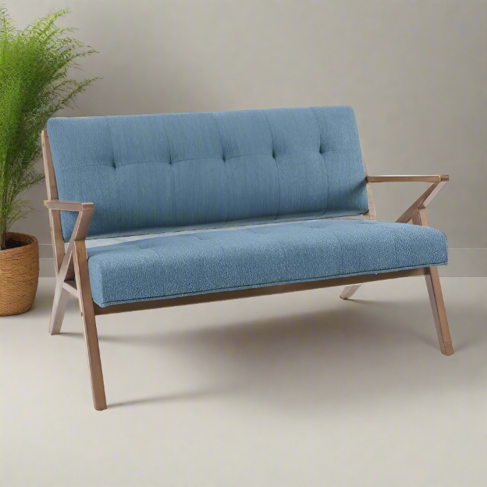 Solid Sheesham Wood Square Arm Loveseat For Living Room - Furnishiaa -  - 