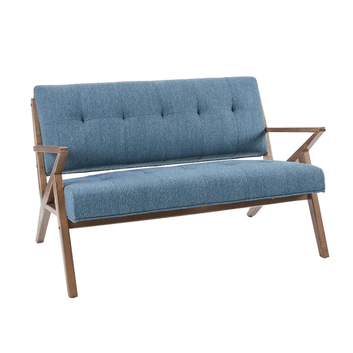 Solid Sheesham Wood Square Arm Loveseat For Living Room - Furnishiaa -  - 