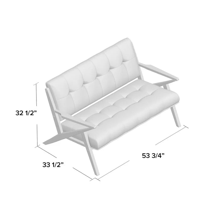 Solid Sheesham Wood Square Arm Loveseat For Living Room - Furnishiaa -  - 