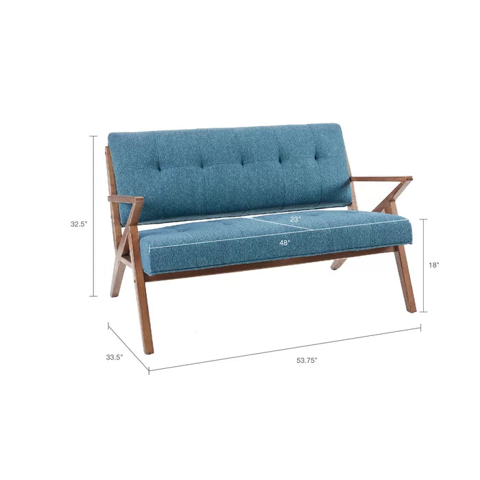 Solid Sheesham Wood Square Arm Loveseat For Living Room - Furnishiaa -  - 