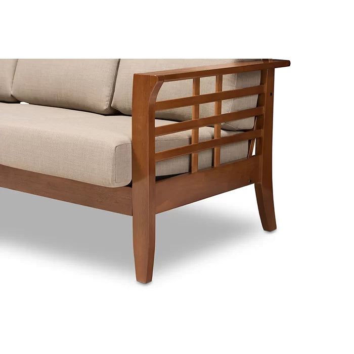 Solid Sheesham Wood Square Arm Sofa, Light Walnut - Furnishiaa -  - 
