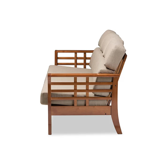 Solid Sheesham Wood Square Arm Sofa, Light Walnut - Furnishiaa -  - 