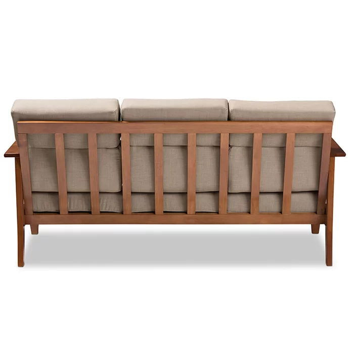 Solid Sheesham Wood Square Arm Sofa, Light Walnut - Furnishiaa -  - 