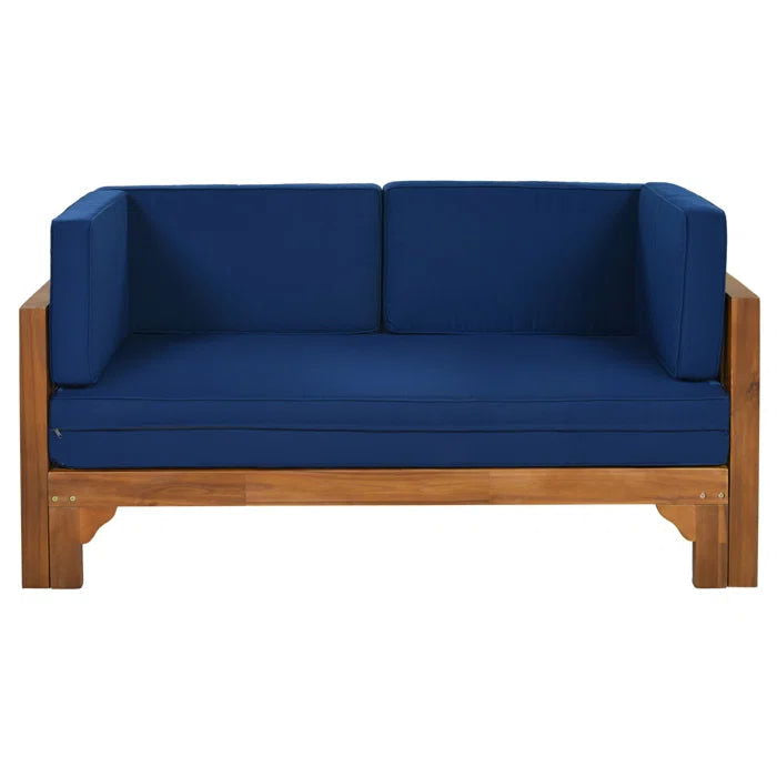Solid Sheesham Wood Square Arm Sofa, Light Walnut - Furnishiaa -  - 