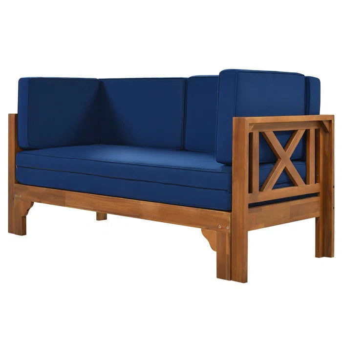 Solid Sheesham Wood Square Arm Sofa, Light Walnut - Furnishiaa -  - 