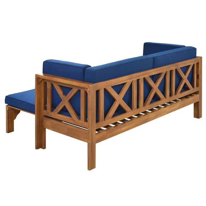 Solid Sheesham Wood Square Arm Sofa, Light Walnut - Furnishiaa -  - 