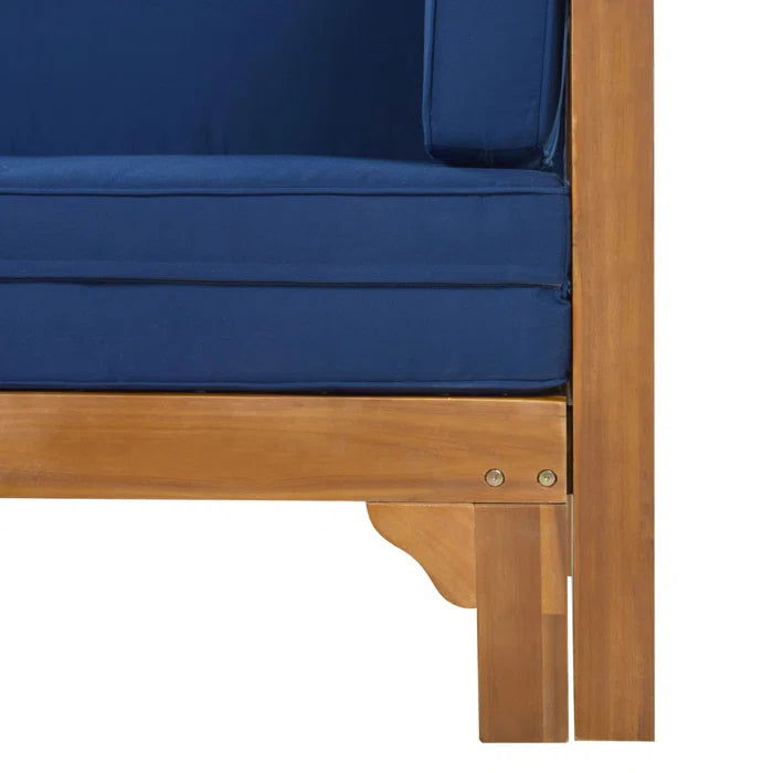 Solid Sheesham Wood Square Arm Sofa, Light Walnut - Furnishiaa -  - 