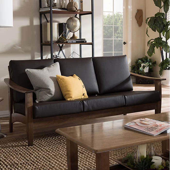 Solid Sheesham Wood Square Arm Sofa Walnut - Furnishiaa -  - 